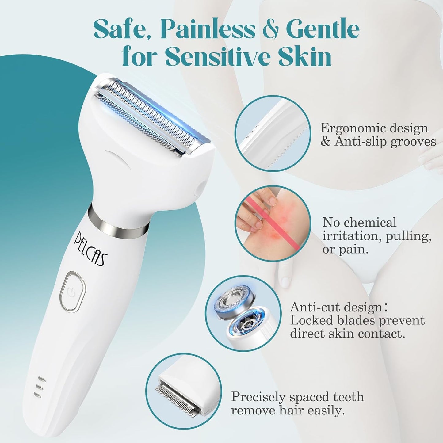 Bikini Trimmer Kit for Women - 6-in-1 Electric Shaver & Hair Removal | Cordless, Versatile for Body, Face, Nose, Eyebrow