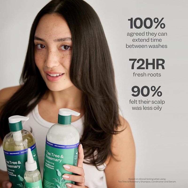 Renpure Tea Tree & Rosemary Scalp Serum - Plant-Based Hair Moisturizer for Oily/Normal Hair | 4 Fl Oz