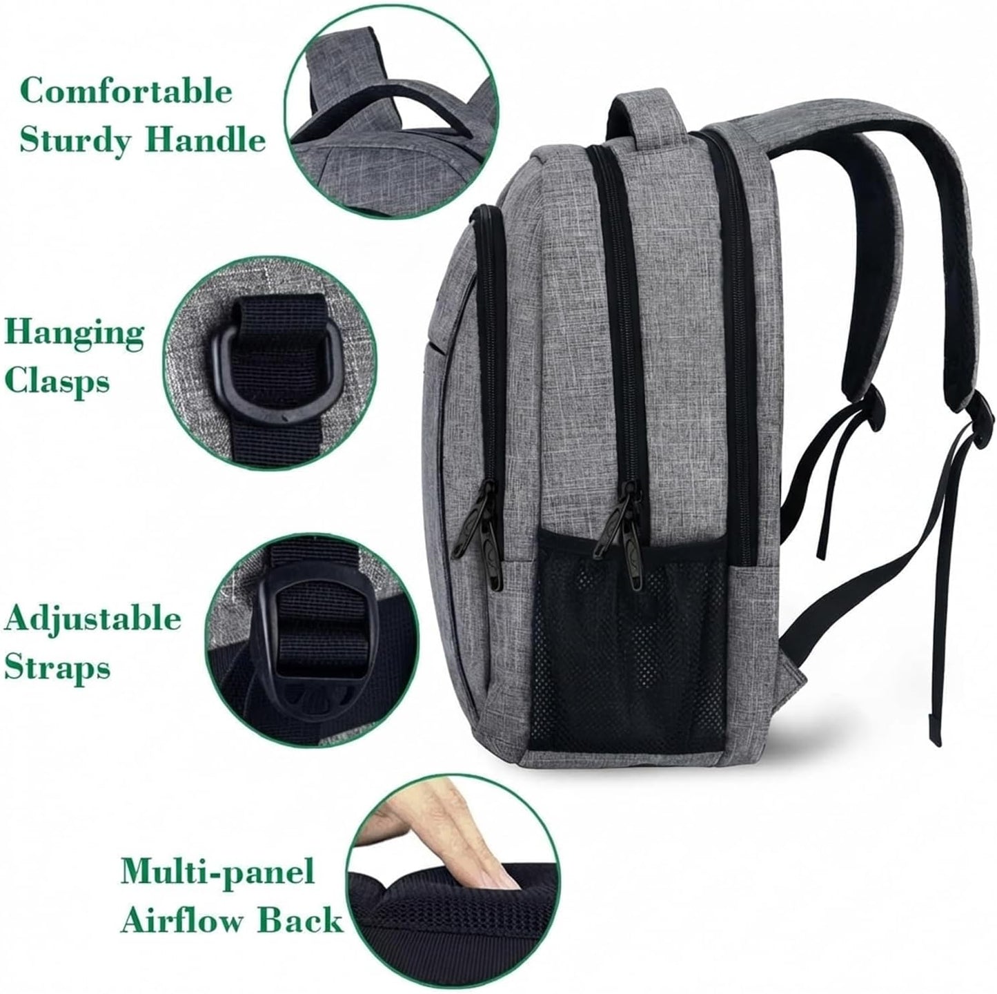 MATEIN Travel Laptop Backpack - Anti-Theft Water-Resistant Bag for 15.6" Laptops | Grey