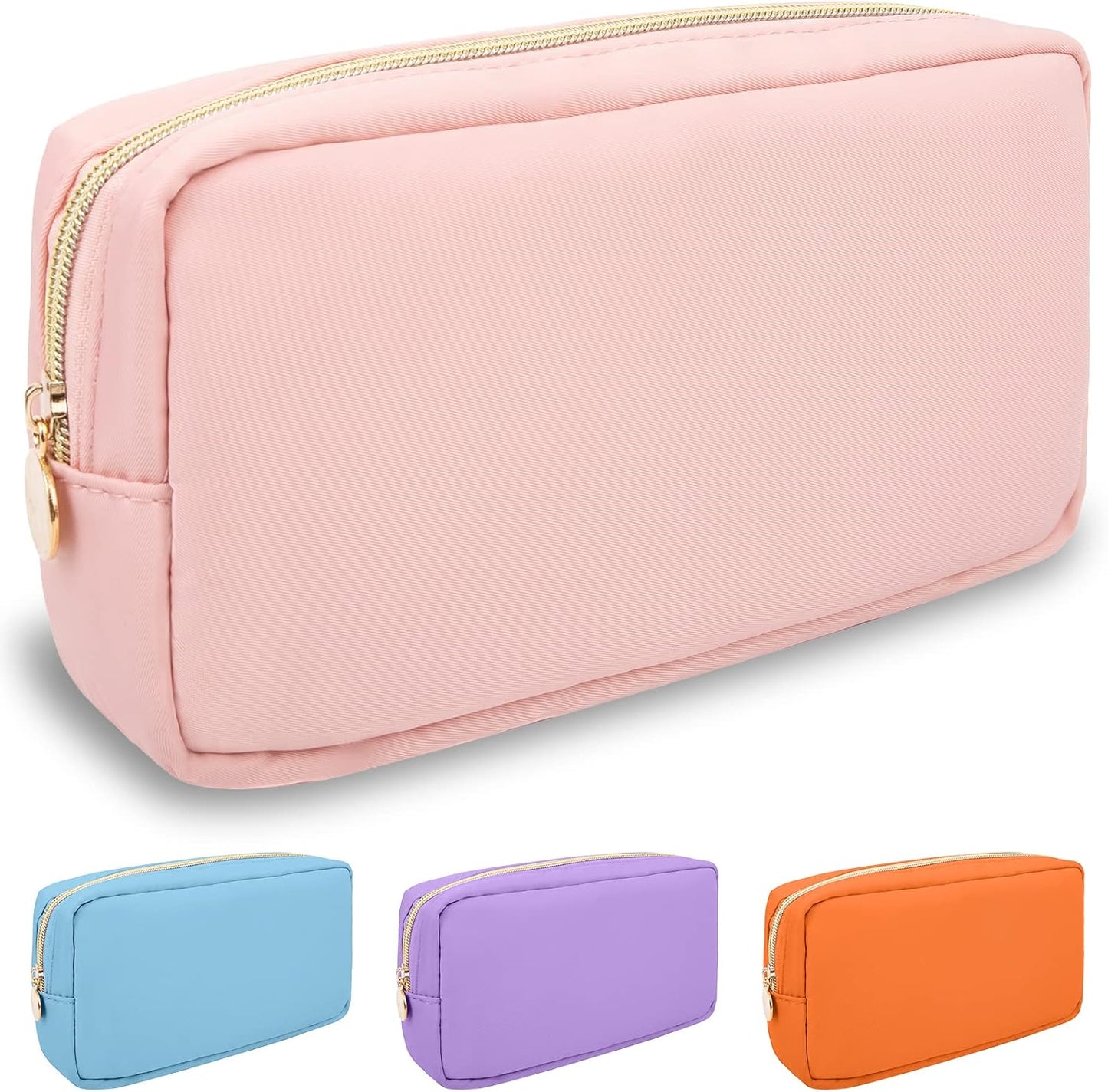 Floral Makeup Bag - Cute Pink Nylon Zipper Pouch for Travel | Waterproof Cosmetic Organizer for Women