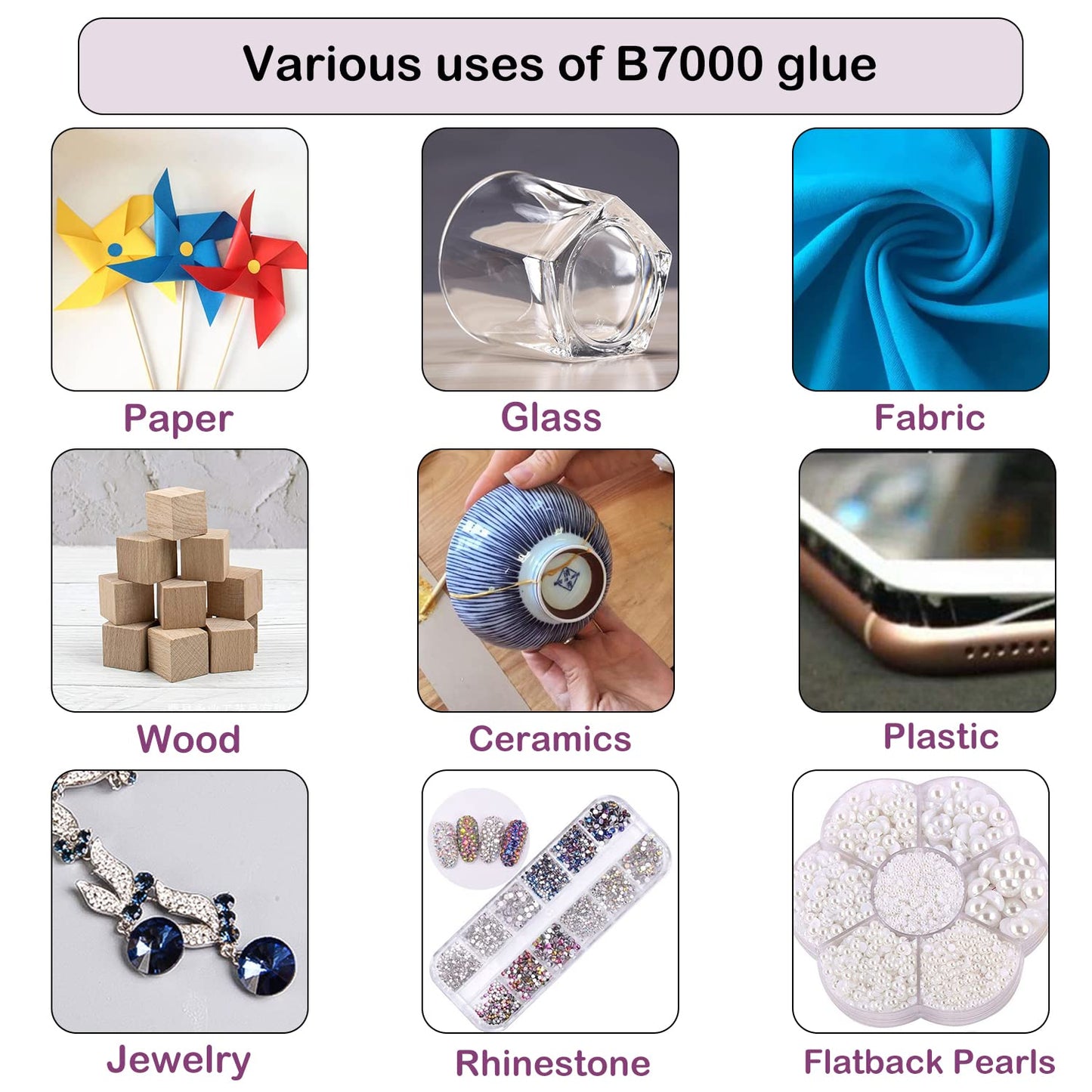 B7000 Jewelry Glue - Clear Multipurpose Adhesive for Rhinestones, Fabric, & Crafts | 50ML (1.69 fl oz)