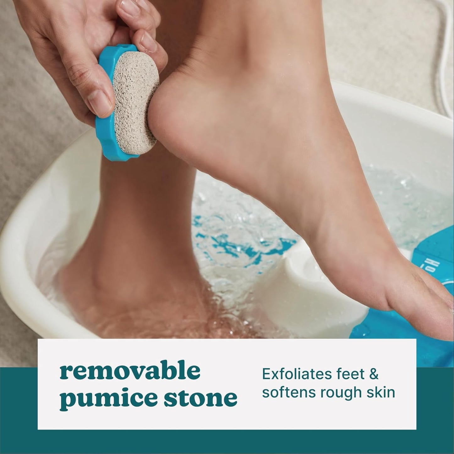 Homedics Bubble Mate Foot Spa - Invigorating Toe Touch Control Foot Bath with Massage Nodes & Pumice Stone | Relaxing Home Spa Experience