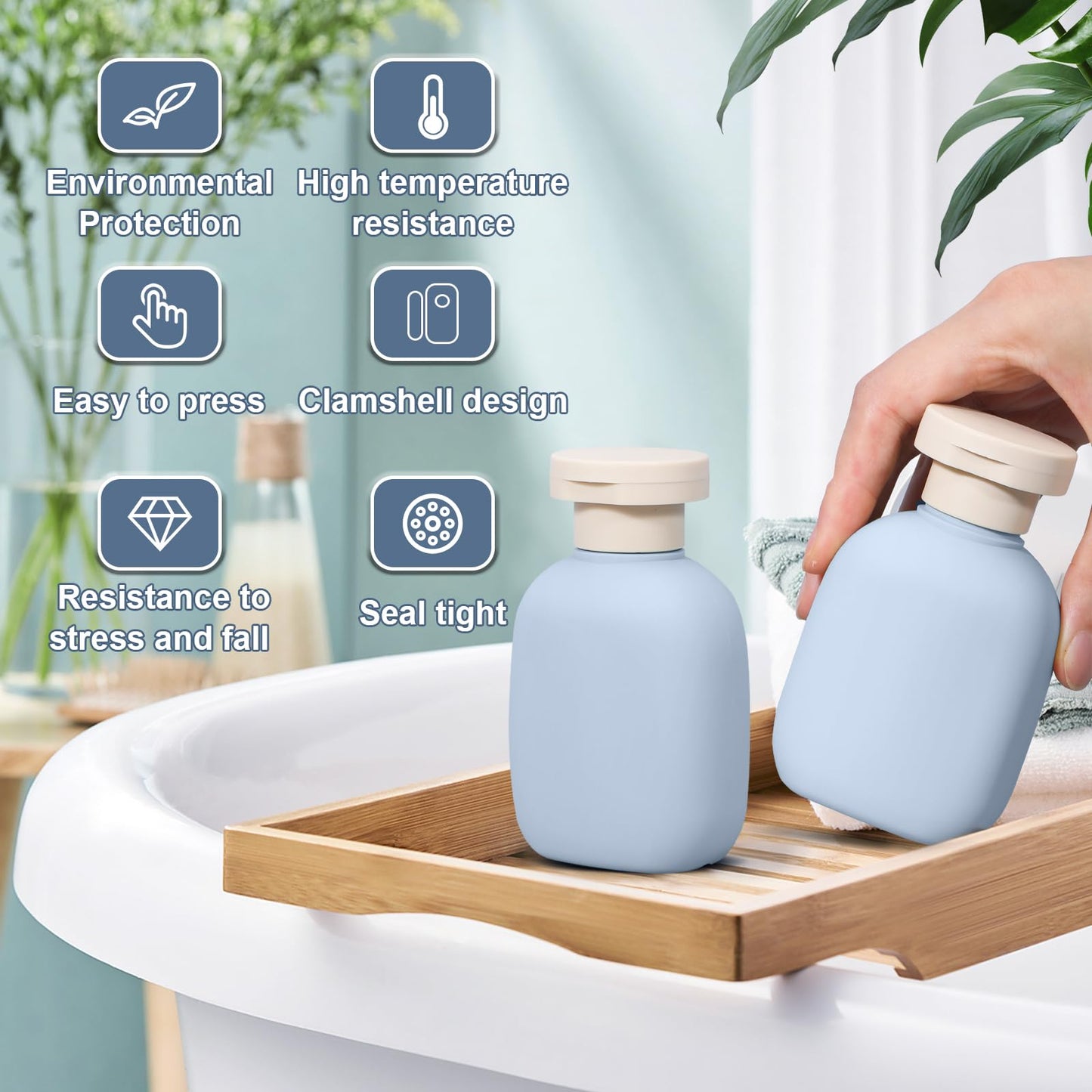 UMETASS 3.4 oz Travel Bottles, Empty Plastic Squeeze Containers With Flip Cap for Toiletries, Leakage-proof Essentials Conditioner (4 Pack, Blue)