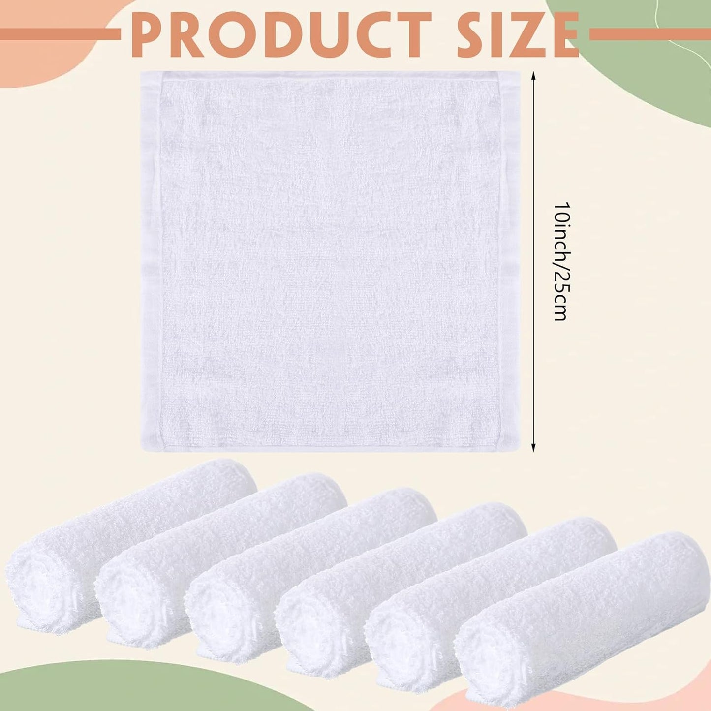 40 Pcs Cotton Wash Cloths - Soft Quick-Drying Bath Towels for Women | White, 10 x 10 Inch