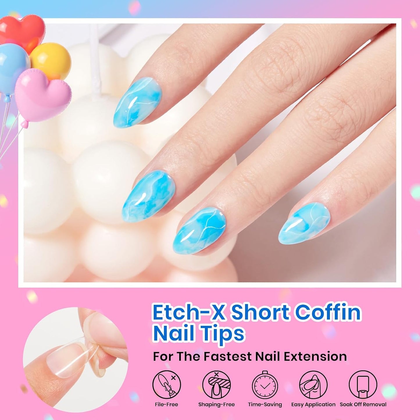 Beetles Gel Nail Tips - 576 Pcs Short Almond Acrylic False Nails | 12 Sizes, Easy DIY Press-On Extensions