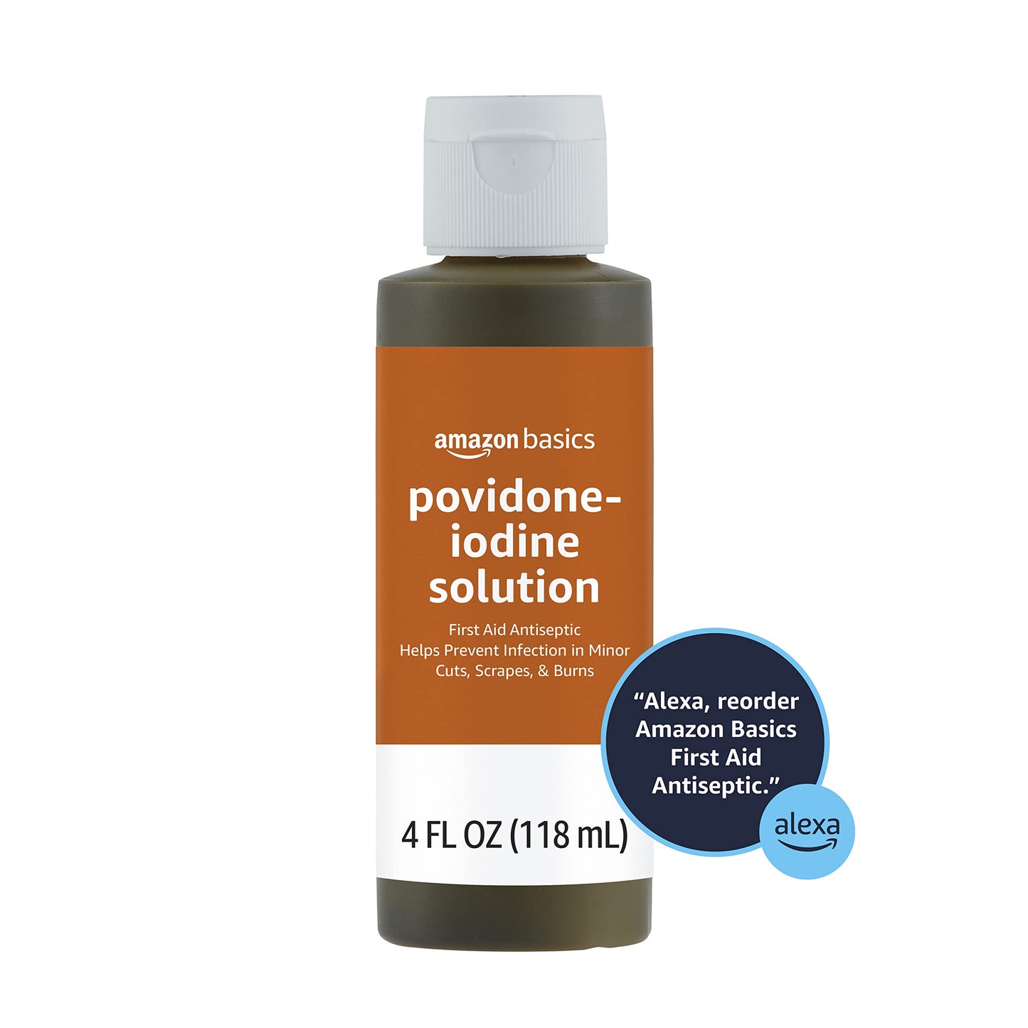 Amazon Basics First Aid Antiseptic, 10% Povidone Iodine Solution, Unflavored, 4 fl oz (Previously Solimo)