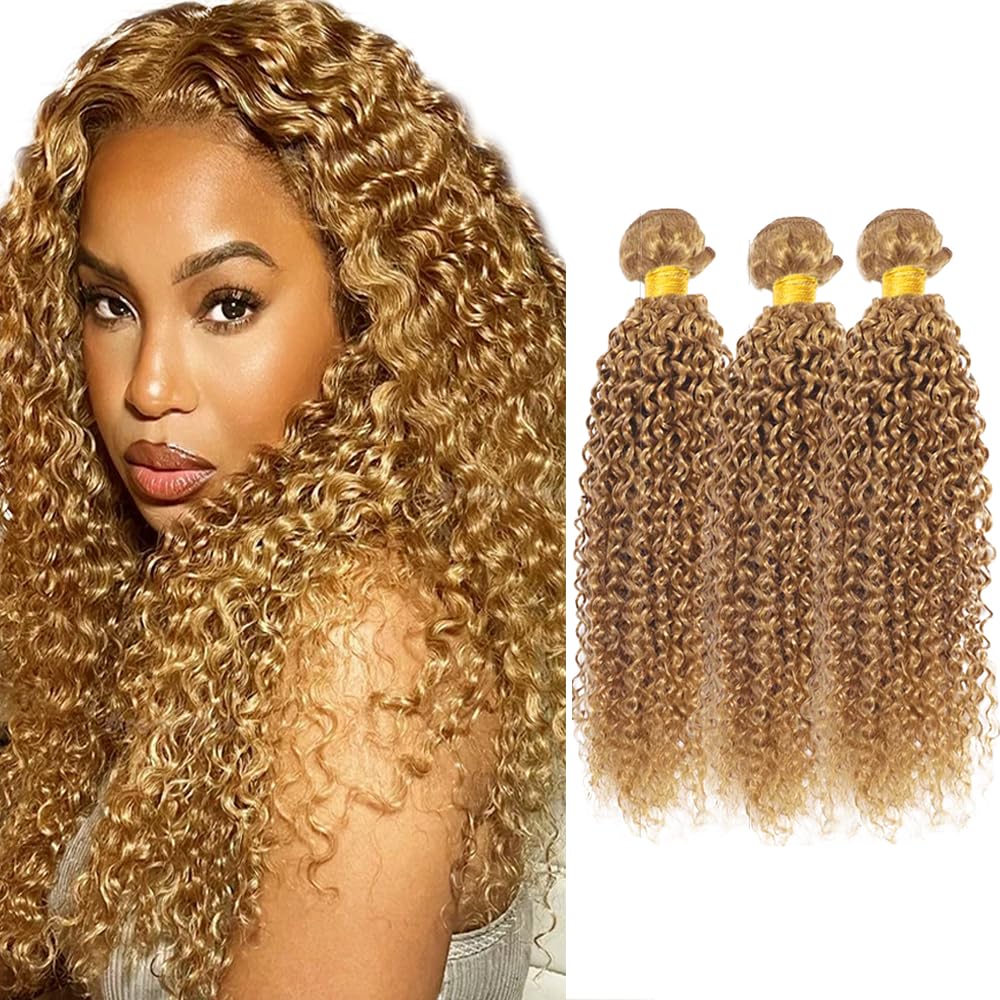 28 28 28 inch Blonde Bundles Human Hair #27 Kinky Curly Bundle Honey Blonde Human Hair 3 Bundles