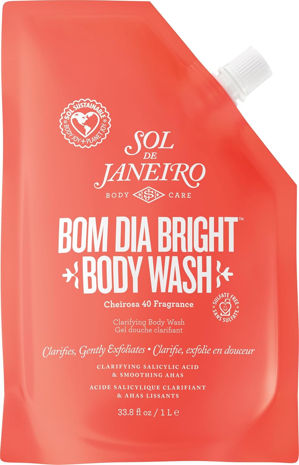 Bom Dia Bright AHA BHA Body Wash - Clarifying Formula for Radiant Skin