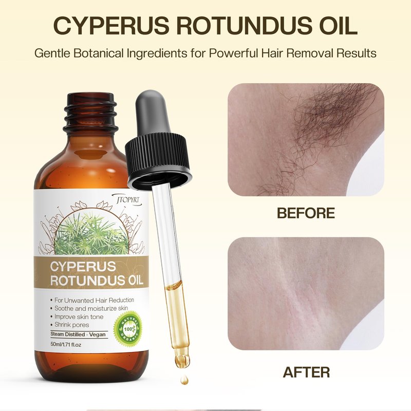 Jtopyrt Cyperus Rotundus Oil: Hair Removal Cypress Oil Reducing Hair Growth Facial Body Skin Care for Women Men 2 PACKS