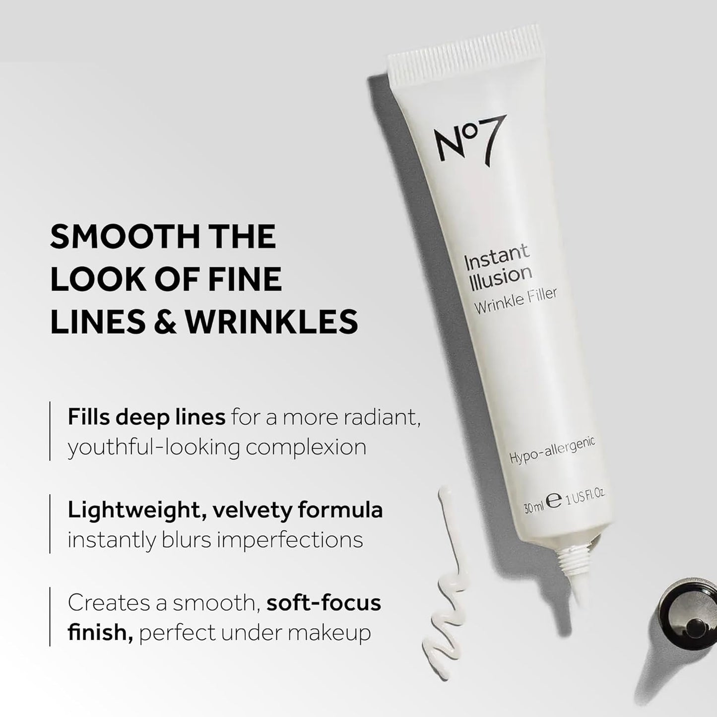 No7 Instant Illusion Wrinkle Filler - Anti-Aging Serum to Smooth Fine Lines | 1 Fl Oz