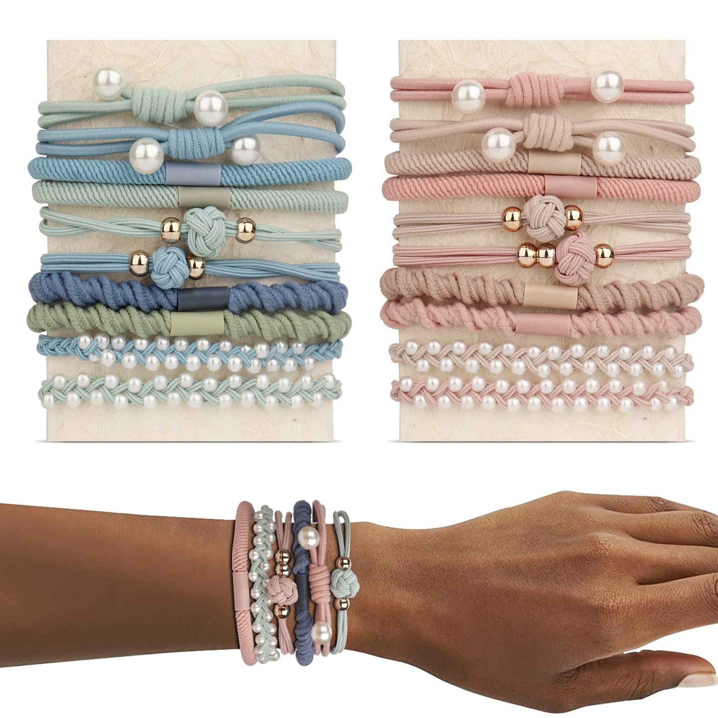 25 Pcs Hair Tie Bracelets - Stylish Boho Hair Ties for Women | No Damage Ponytail Holders in 6 Trendy Colors