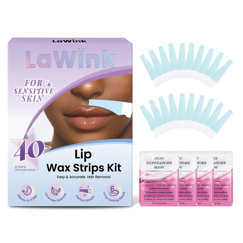 Lip Wax Strips For Women Upper Lip Wax Strips, 40PCS Facial Hair Removal for Women With 4 Calming Oil Wipes Mouth Waxing Strips Lip upper hair removal Facial Hair Removal for Women LAWINK