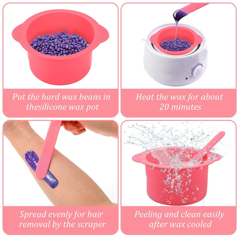 cobee 2 Pcs Silicone Wax Pot Liners, Silicone Wax Warmer Liner Non stick Wax Bowl for Wax Warmer Wax Melt Warmer with 2 Pcs Wax Spatula Sticks for Hair Removal Compatible with 16 oz Waxing Kit