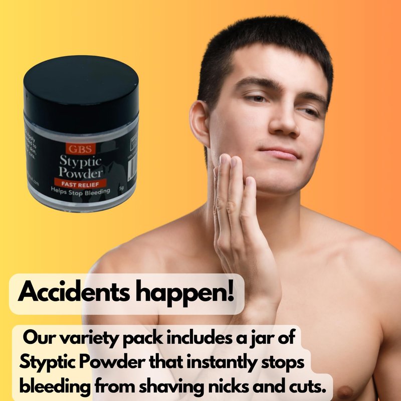 GENTS Styptic Powder Jar for Nicks and Cuts Stops Bleeding Instantly Relief Face Neck Soothes Skin and Pore After Shave, Pack of 18 Double Edge Safety Razor Blades DE Blade Refills with Razor Sleeve