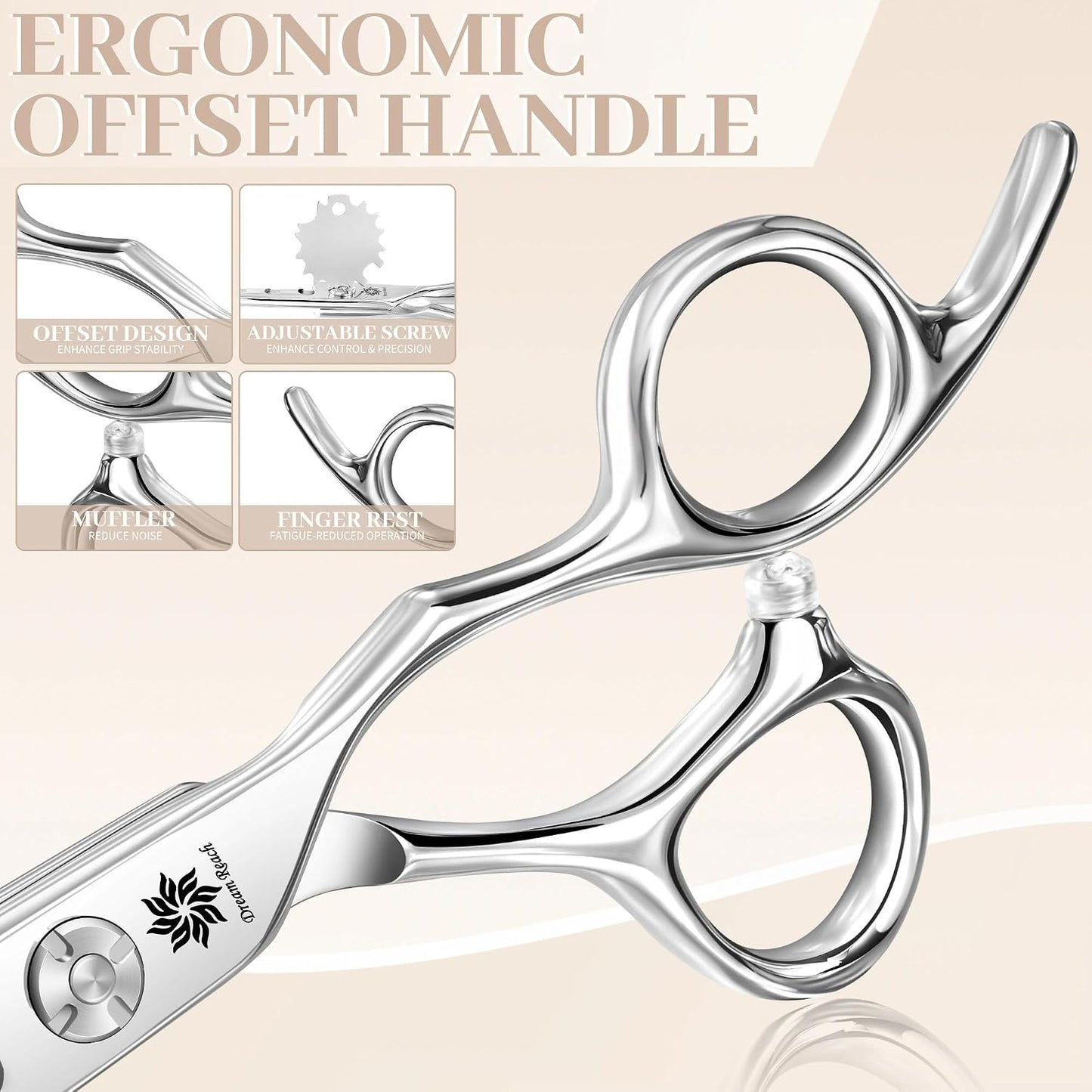 Dream Reach Professional Hair Cutting Scissors - 6 Inch Japanese 440C Steel Thinning Shear for Salon & Home Use