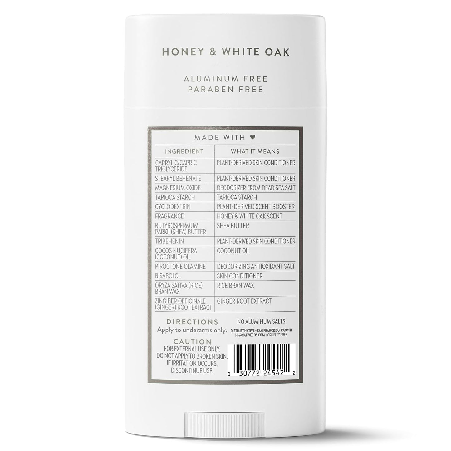 Aluminum-Free Deodorant Stick - Honey & White Oak | 72-Hour Odor Control, 3.1 oz for Men & Women