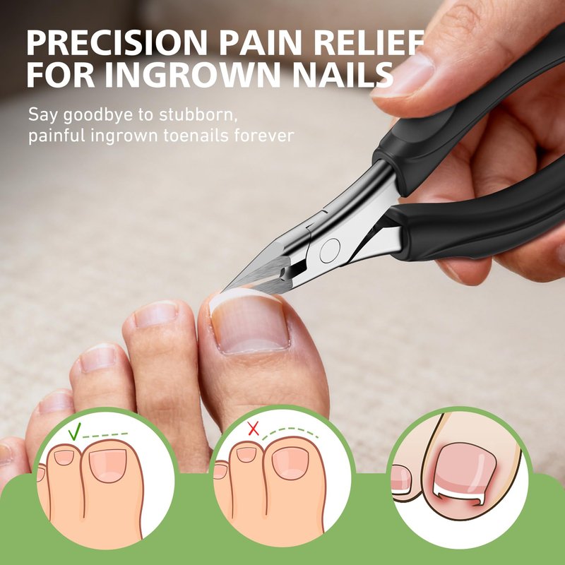 BALUCA Professional Straight Edge Toenail Clippers for Thick Nails & Ingrown Toenails - Heavy Duty Long Handle Nail Clippers for Seniors and Adults with Precision Design for Pain-Free Grooming,Black