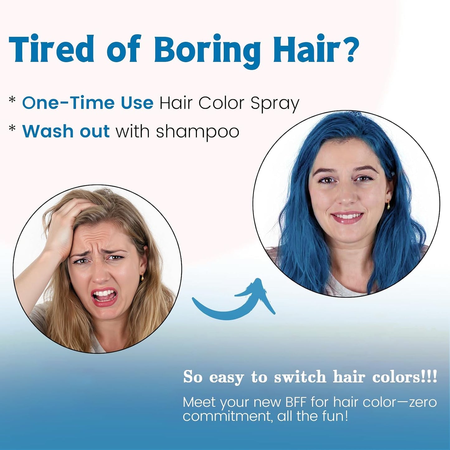 Temporary Blue Hair Spray - 1-Day Hair Color for Kids & Adults | Fast-Drying, Non-Sticky, Washable 4.06 Fl Oz