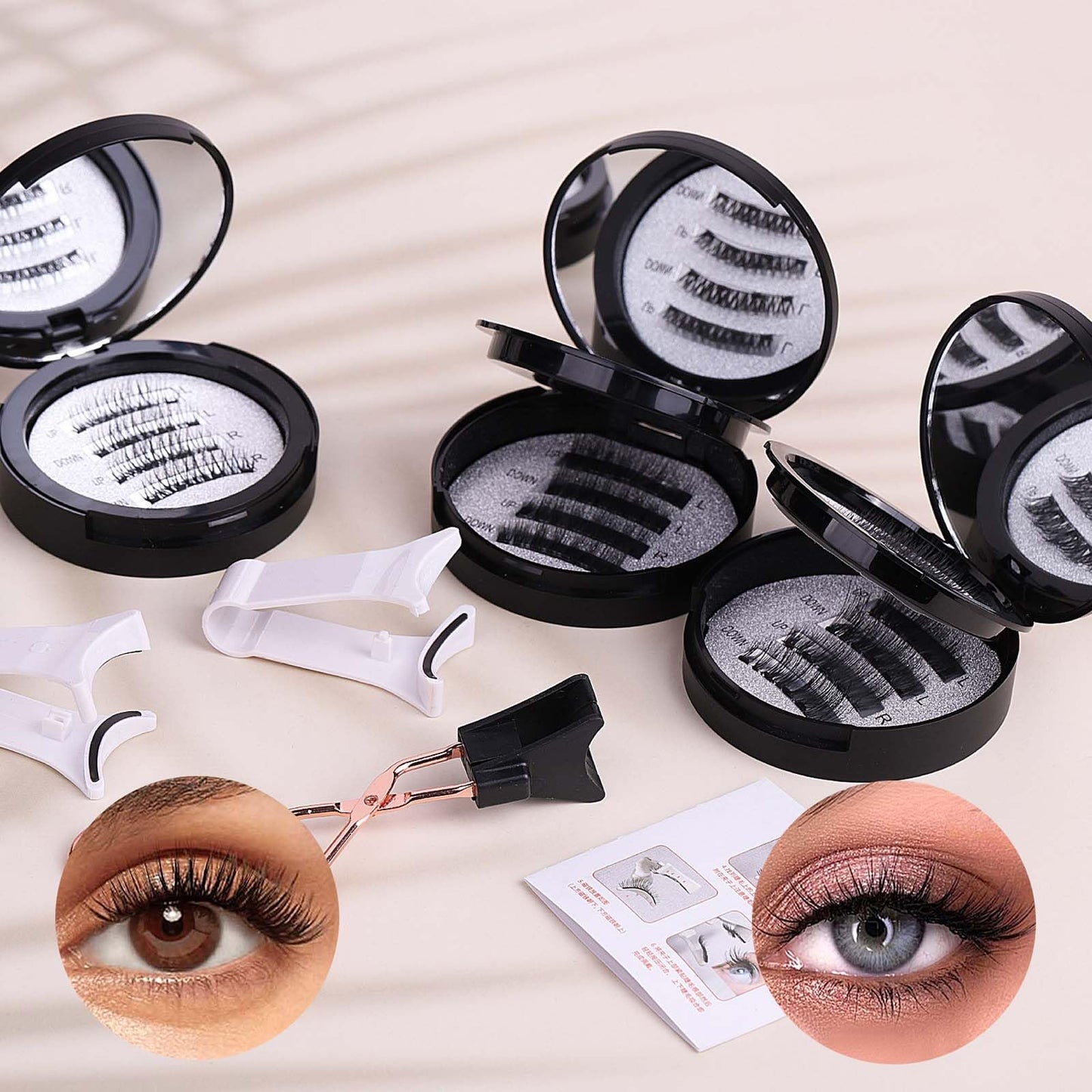 Magnetic Eyelashes Kit with Applicator 2 Pairs, No Glue Needed Reusable Fake Lashes Easy to Apply, Natural Looking False Eyelashes for Women, Style B