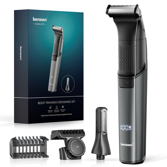 Body Hair Trimmer for Men - 2 in 1 Dual-Head Mens Beard Trimmer with Nose Hair Trimmers for Beard Armpit Groin Pubic Ball Shavers IPX6 Waterproof Travel Lock Rechargeable Body Shavers for Men Gift