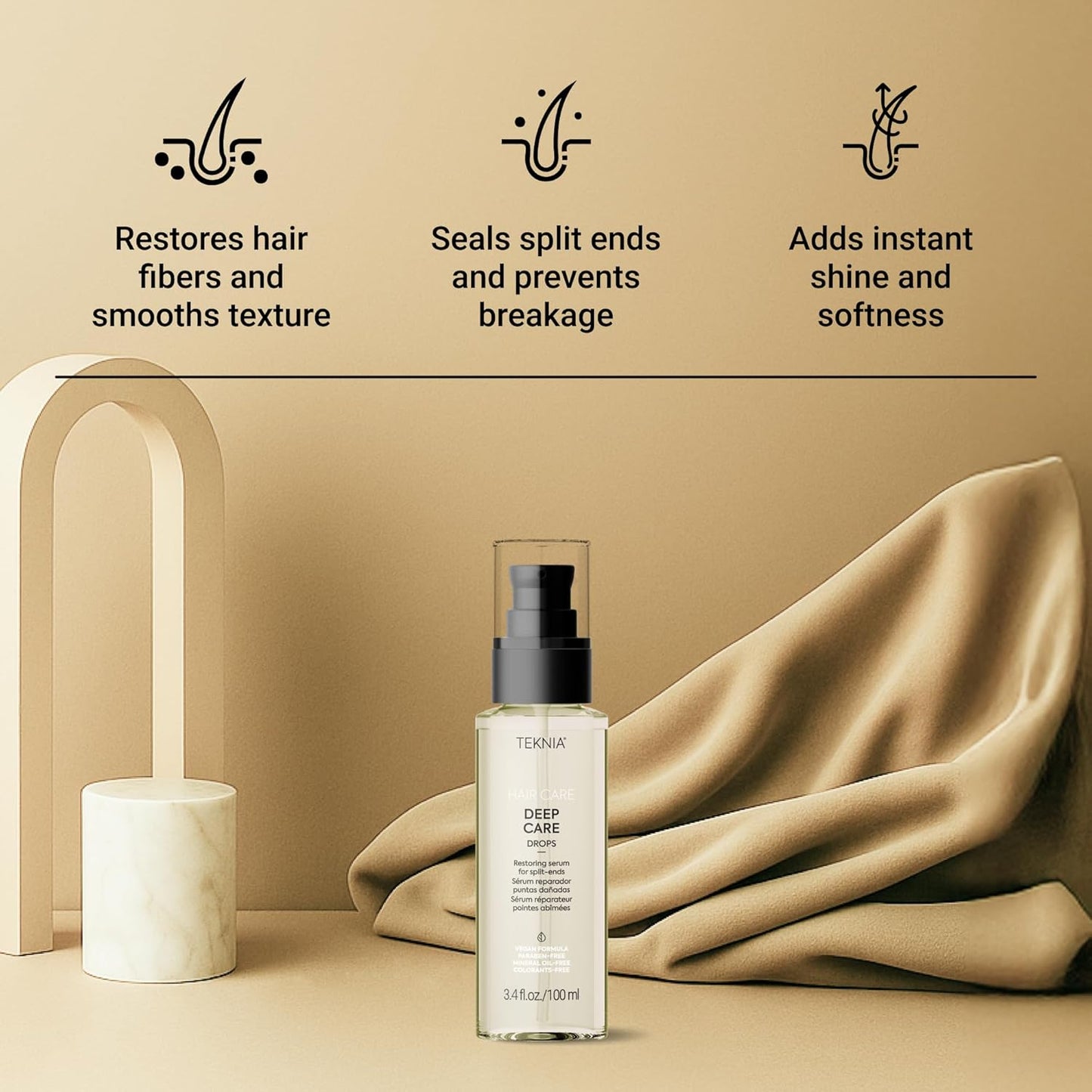 Deep Care Hair Serum - Lakmé Teknia Repairing Drops for Damaged Hair & Split Ends | 3.5 Fl Oz