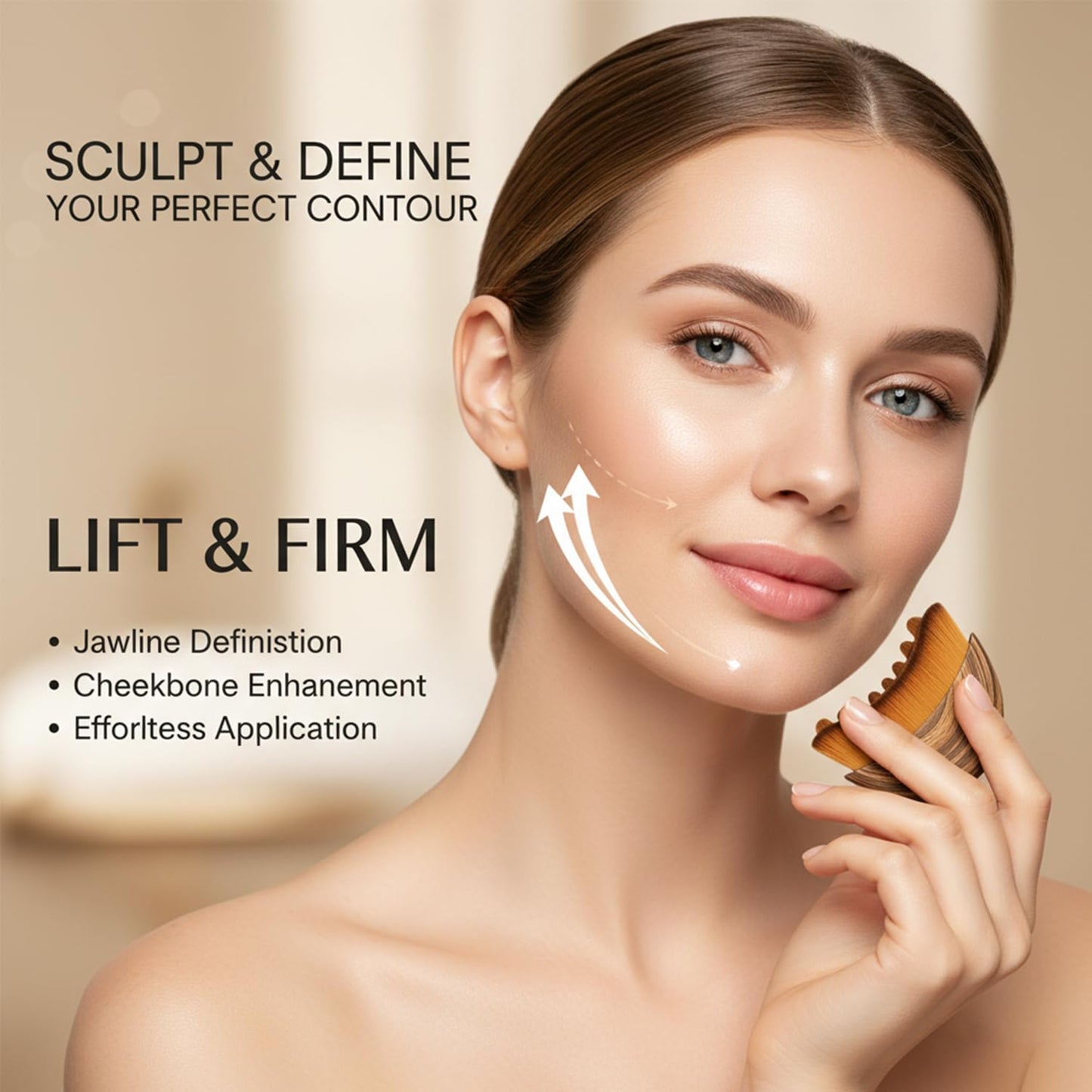 Kojiva Lymphatic Face Brush - Contour & Sculpting Tool for Facial Drainage | Reduces Puffiness & Double Chin