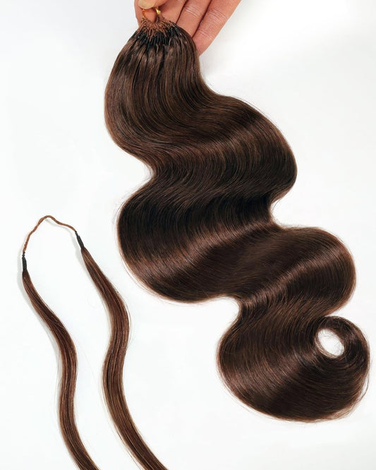 BEEOS Color 4 Brown Body Wave Crochet Human Hair, Pre-Separated Knotless Invisible String Feather Crochet Hair for Women, Miracle Knots 40g 20 Inch
