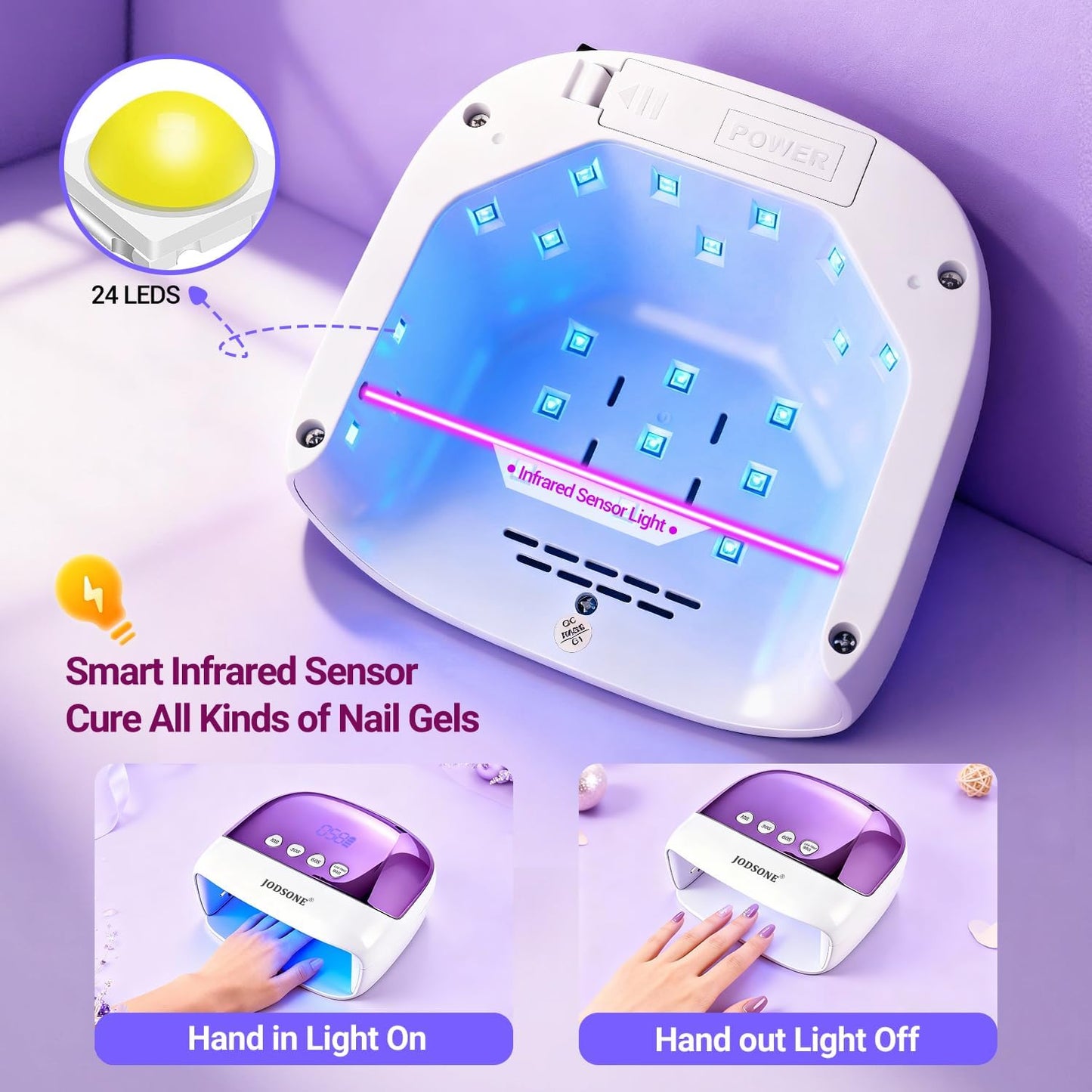 Cordless LED Nail Lamp - Rechargeable Portable Nail Dryer with LCD Display & 4 Timers | Ideal for Home & Salon Use