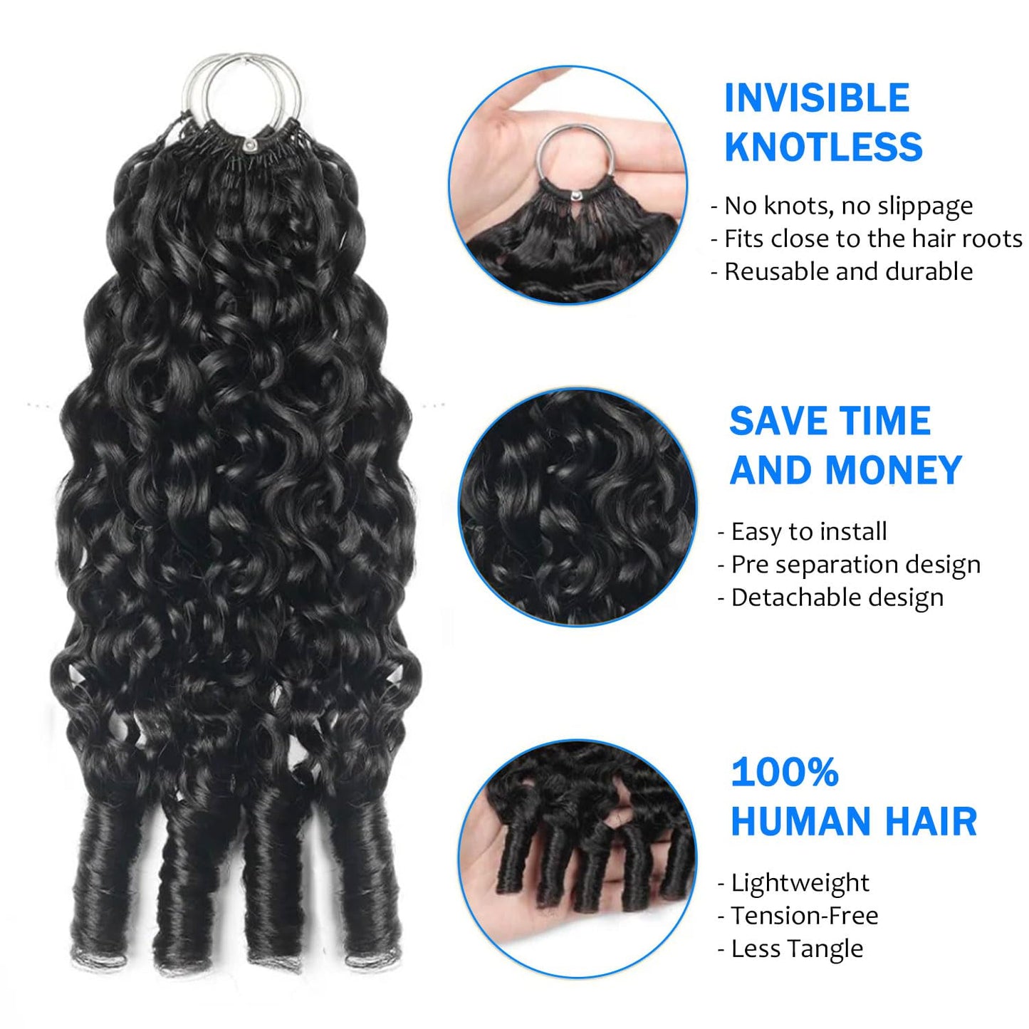 ZAVARIA Burmese Curly Feather Crochet Human Hair (1B-55G, 16 Inch)