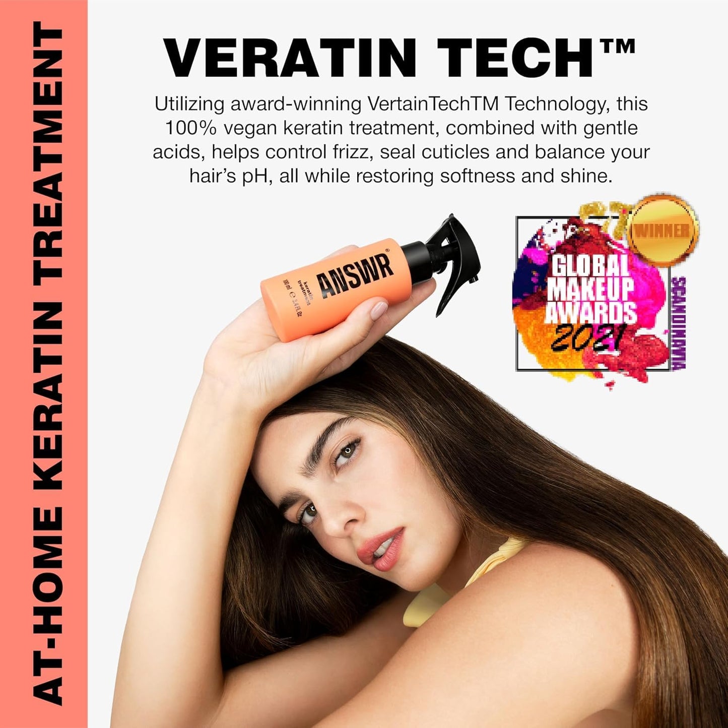 ANSWR Brazilian Keratin Hair Treatment - Eliminate Frizz, Salon Results at Home | Sulfate-Free, Safe for Colored Hair (3 x 100ml Kit)