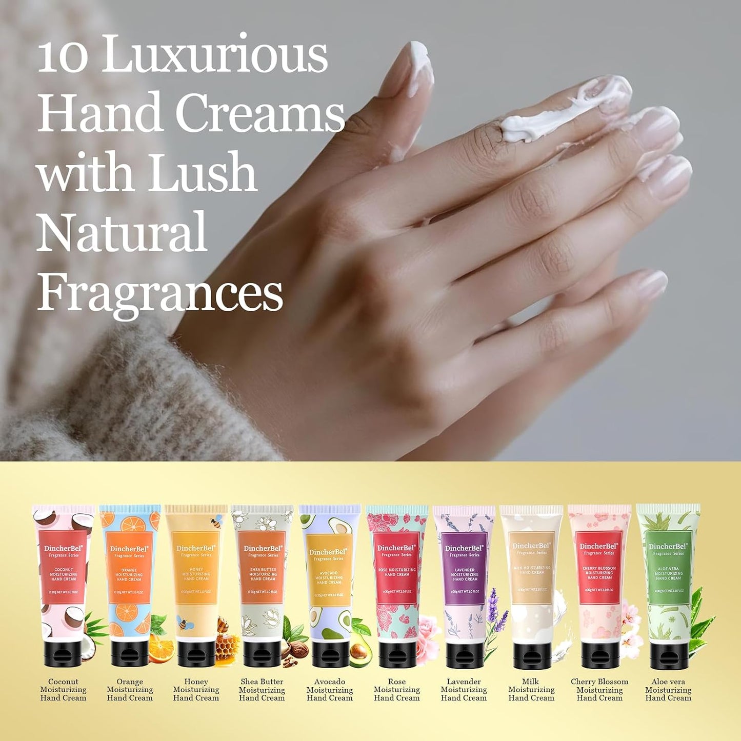 Travel Hand Cream Set - 10 Pack Moisturizer for Dry Skin | 30ml Each