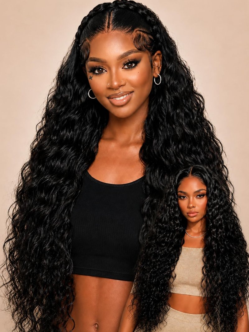 Water Wave Lace Front Wig - 150% Density, Pre-Plucked, Glueless Synthetic Hair | 30-Inch Length