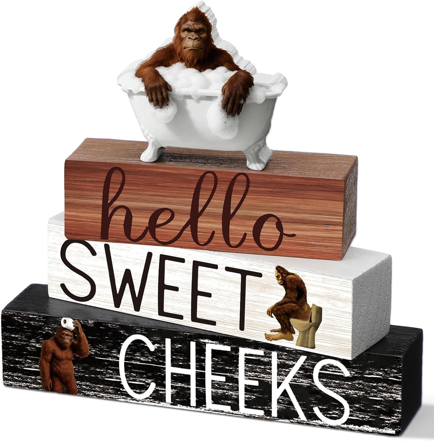 Highland Cow Bathroom Decor | 4 Pcs Farmhouse Style Table Centerpiece for Christmas & Valentine's Day