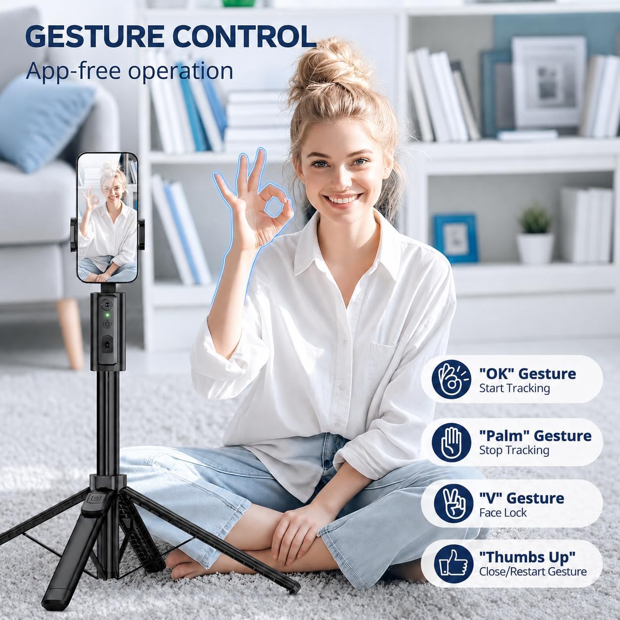 UBeesize 67" Auto Face Tracking Tripod - 360° AI Follow Selfie Stick for iPhone & Android | Perfect for TikTok & Vlogging