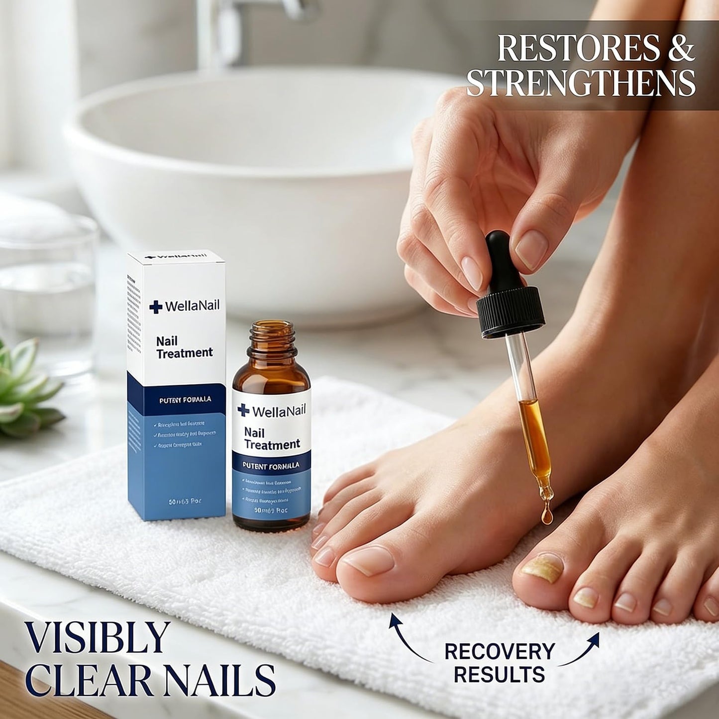 Wellanail Treatment, All Natural WellaNail Premium Support for Overall Health, Make Nails Look Healthier Stronger (Brown)