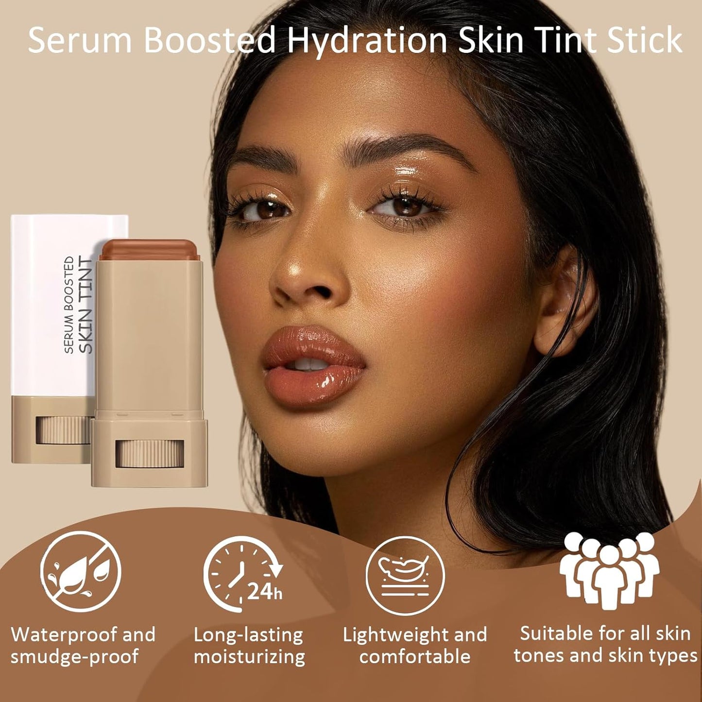 Skween Beauty Skin Tint for Black Women - Hydrating Tinted Serum Foundation Stick | Natural Finish (6#)