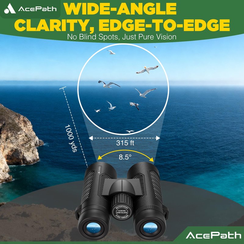 AcePath 15x56 Binoculars for Adults High Powered - Large View Binoculars with Clear Low Light Vision - Waterproof Compact Binocular for Hunting Camping Cruise Travel Bird Watching