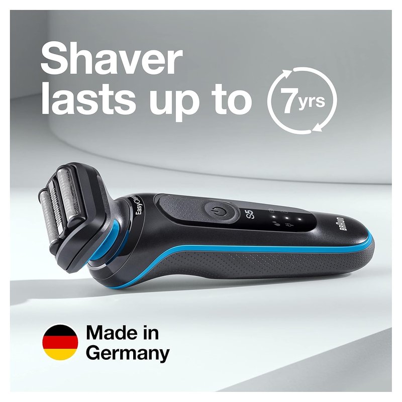 Braun Series 5 5049cs Electric Shaver with Charging Stand, Beard Trimmer, Face Shaver, Wet & Dry, Rechargeable, Cordless Foil Shaver, Blue