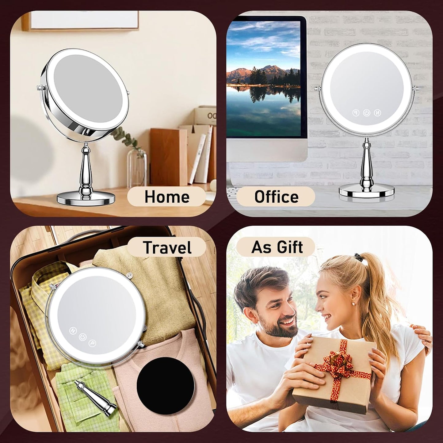 Makeup Mirror with Lights - 20X Magnifying Vanity Mirror | 5000 mAh, 9 Inch, 3 Color Options