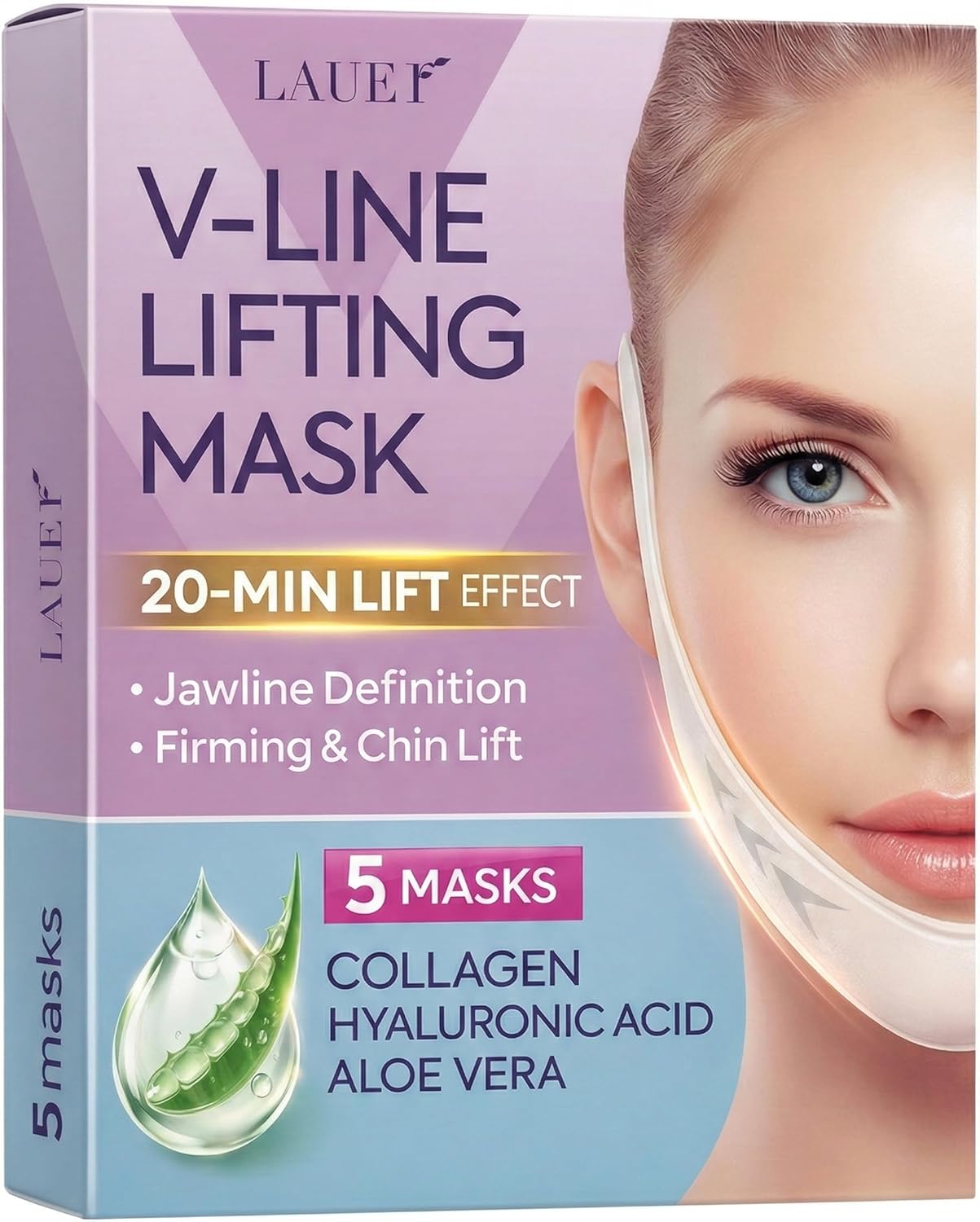 V Shaped Contouring Face Mask - Jawline Lift & Neck Reduction | Collagen & Hyaluronic Acid