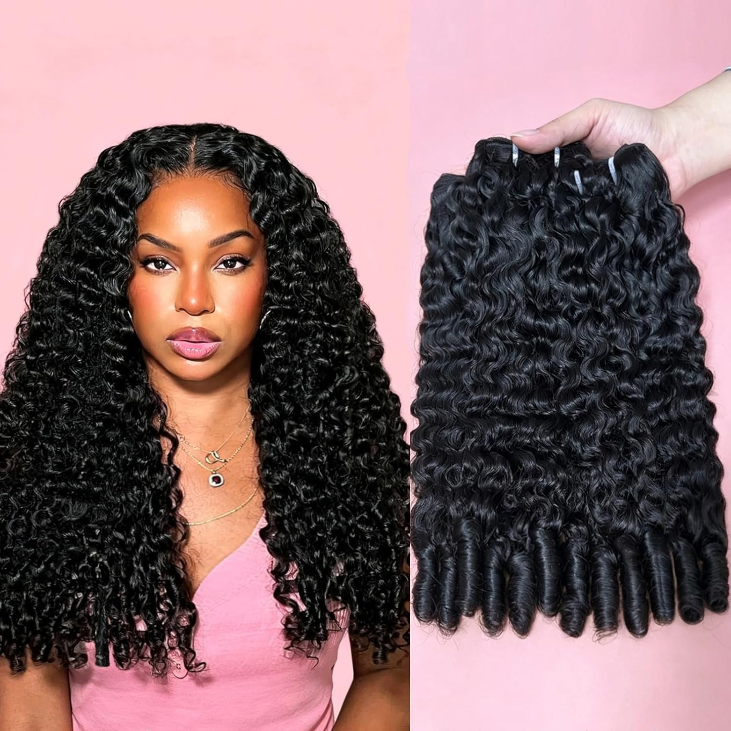 Burmese Curly Hair Bundles - 3Pcs Water Wave 12A Virgin Hair | 18, 20, 22 Inch Natural Black
