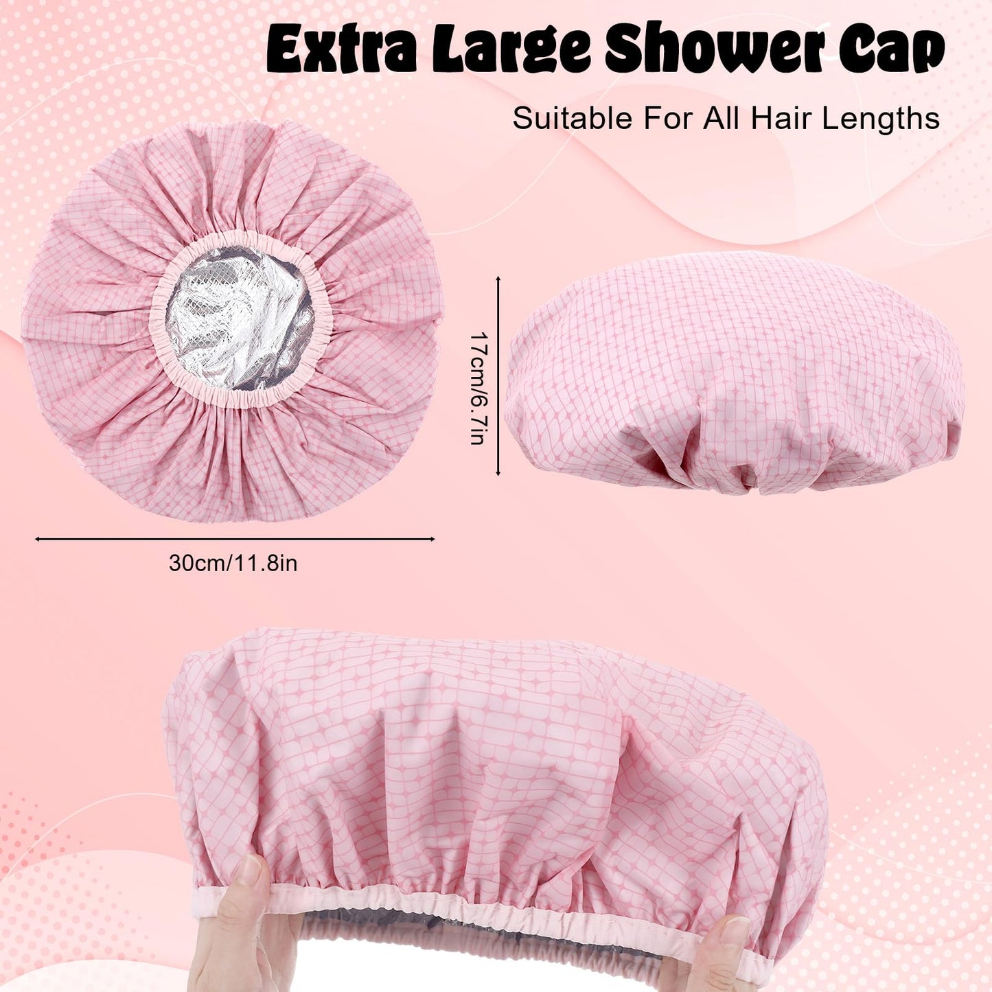 Guduling 4pcs Deep Conditioning Cap, Heat Cap for Deep Conditioning, Pink Heating Caps, Reusable Heated Hair Caps for Hair Treatment, Shower for Home Salon