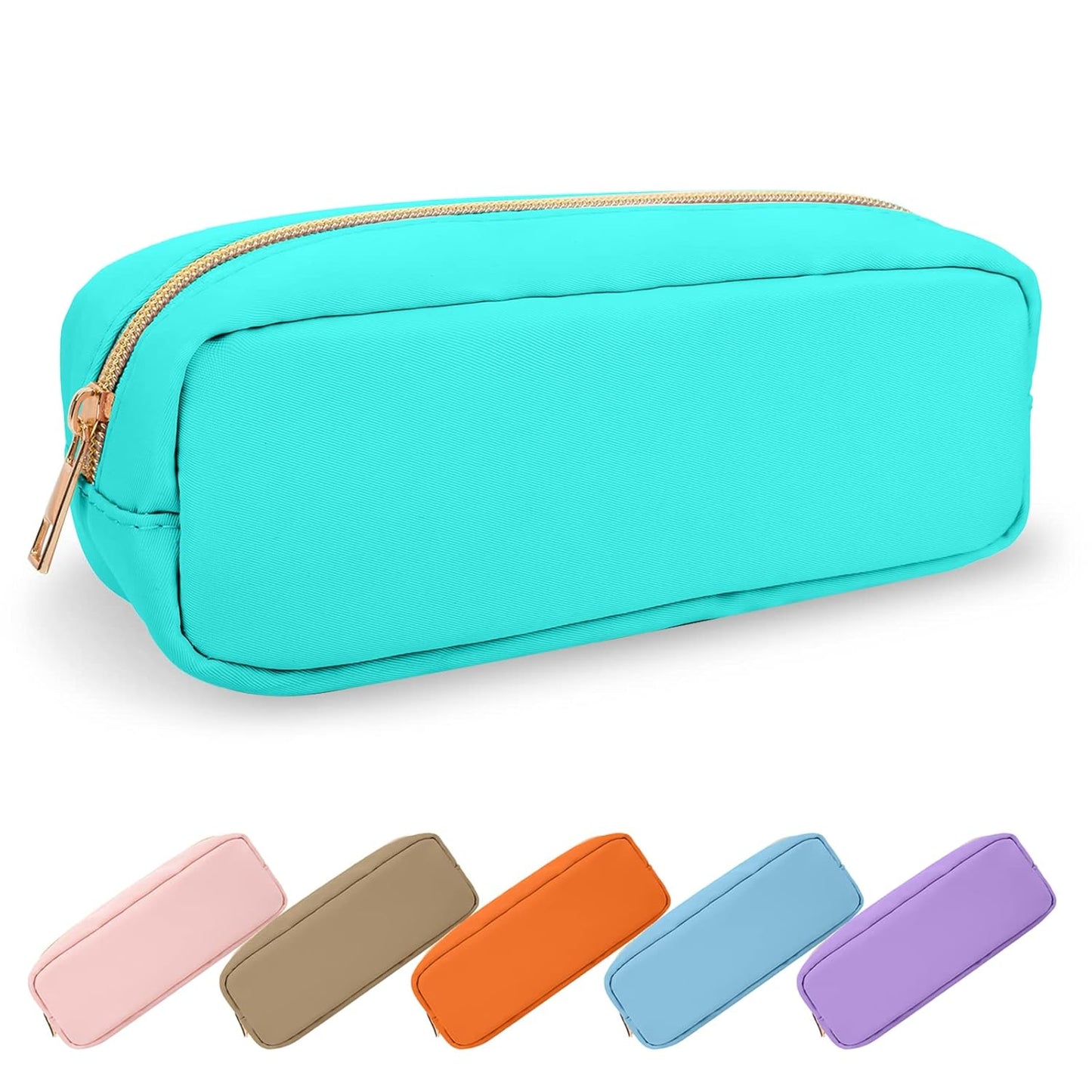 Waterproof Mini Floral Makeup Bag - Nylon Travel Pouch for Women | Cute Zipper Toiletry Organizer (Mini White-Flowers)