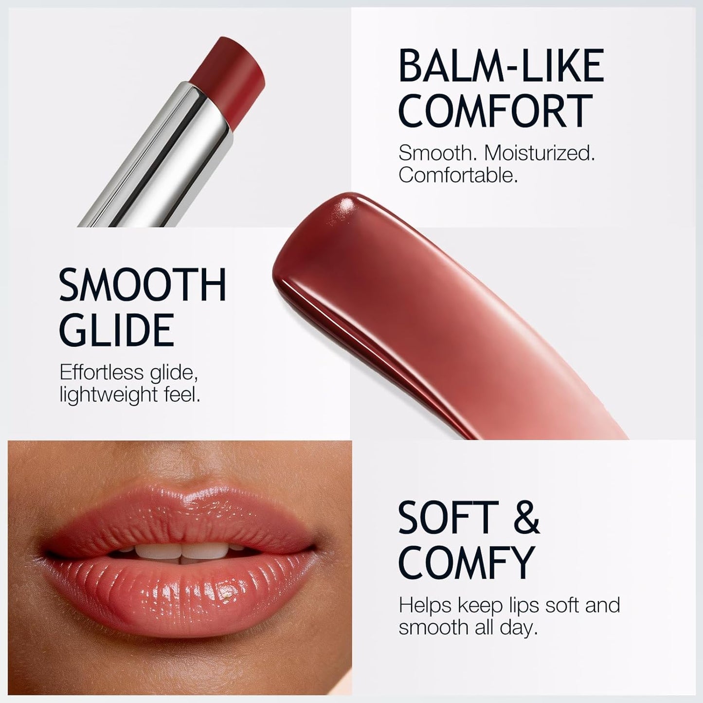 Tinted Lip Balm Lipstick Set - Sheer Hydrating Color | Moisturizing & Nourishing, Universal Shades for All Skin Tones (Blush Nude & Dusty Plum)