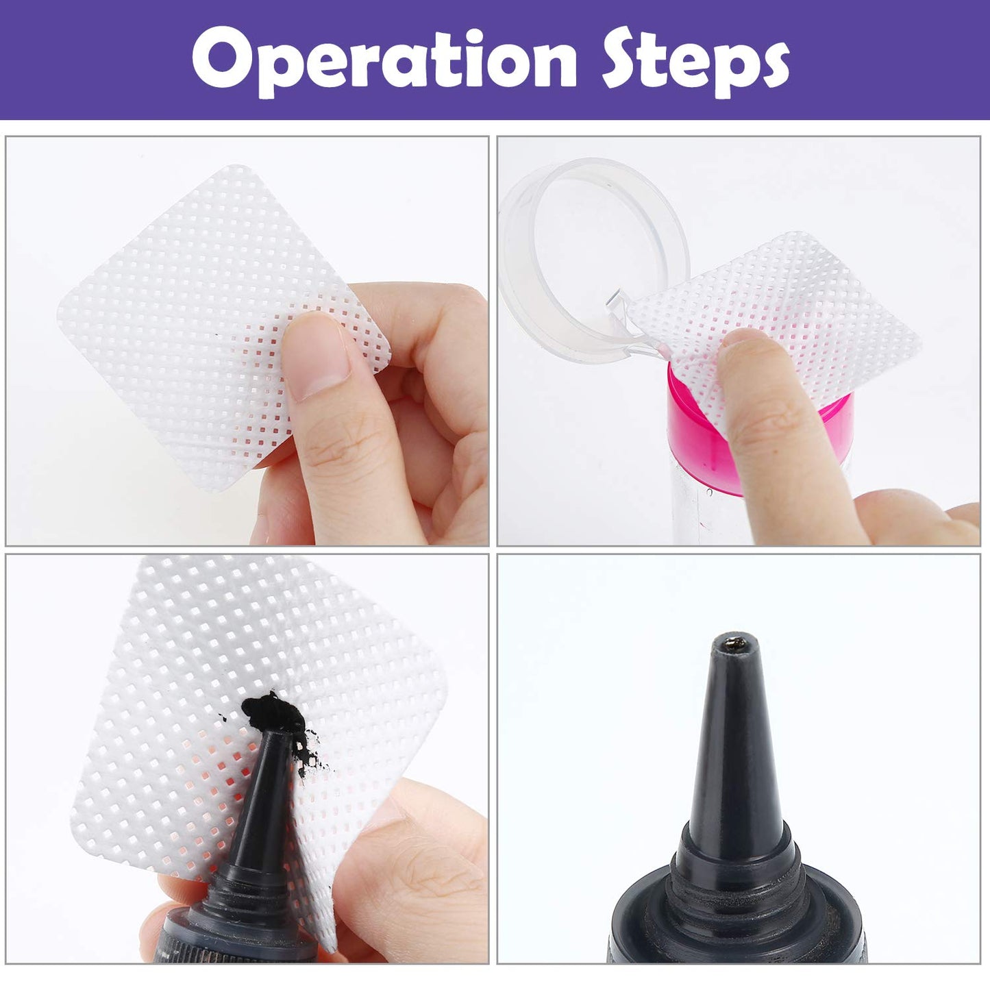 400 Pieces Eyelash Extension Glue Adhesive Wipes Cleaner Wiping Cloth Non-woven Fabric Wipes Removal Tool for Eyelash Extension Glue and Nail Polish Bottle
