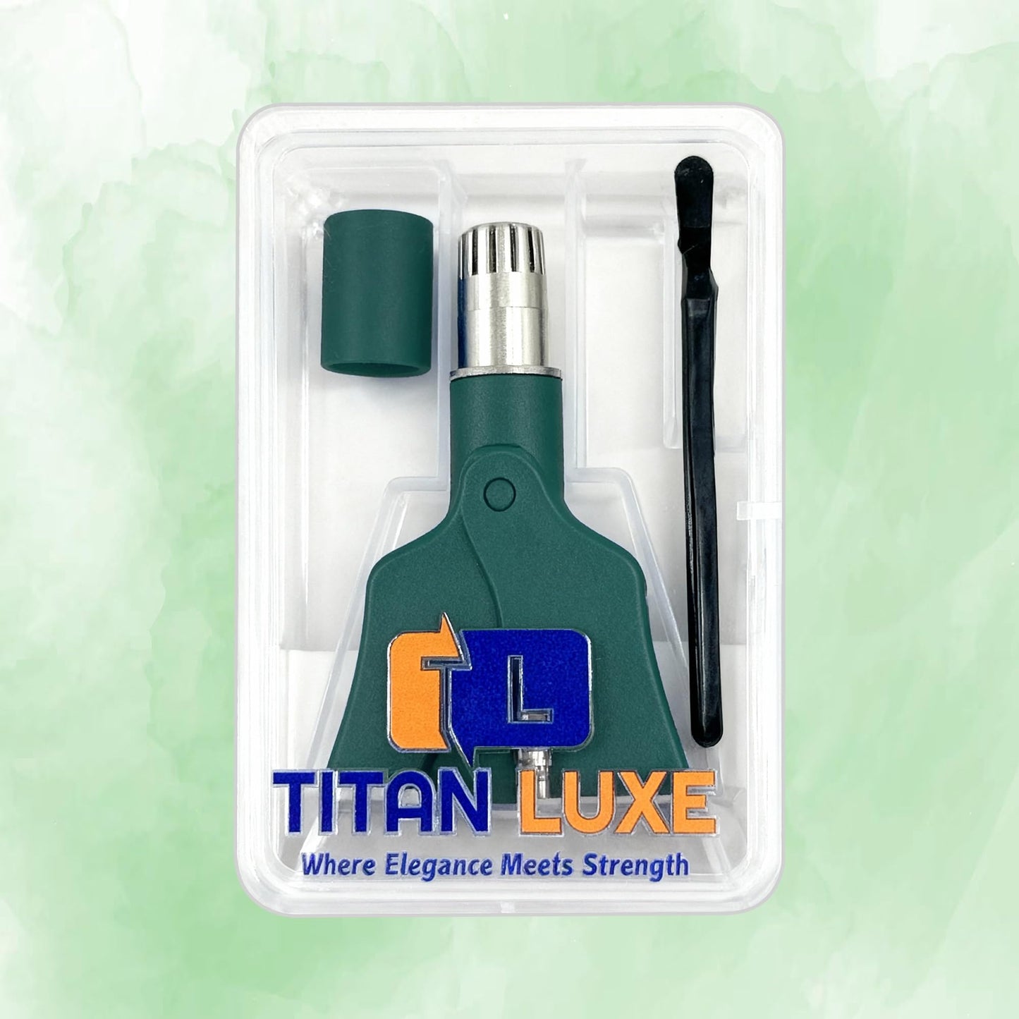 Titan Luxe Stainless Steel Hair Trimmer for Men and Women | Manual Nose and Ear Hair Trimmer | Nose Clippers, 360° Rotating Hair Trimmers | Washable Nose Hair Remover | Green