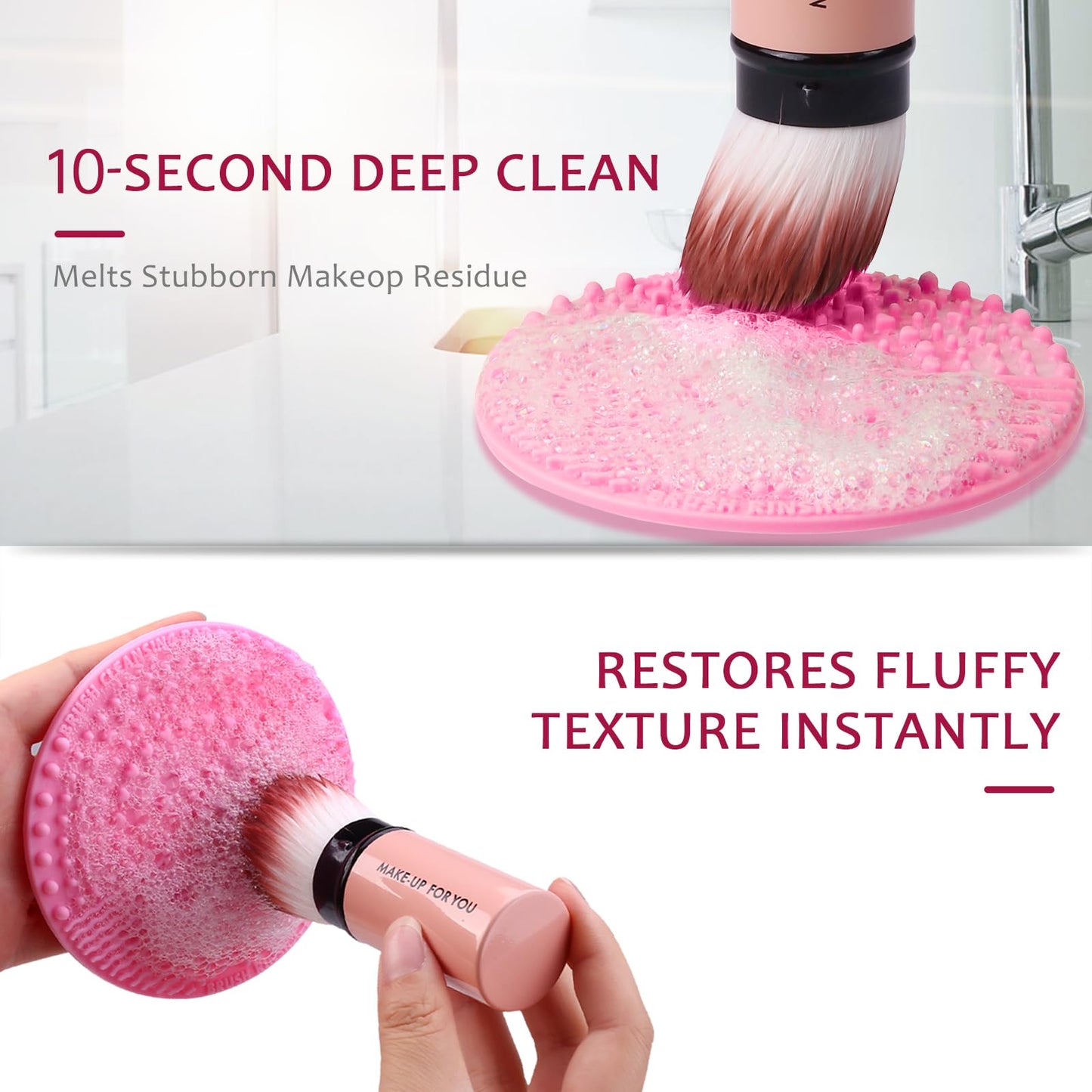 Electric Makeup Brush Cleaner Machine & Deep Cleaning Solution Set, Automatic Spinning Washer with 1.98 Fl.Oz Cruelty-Free Shampoo, Quickly Removes Residue, Ideal Gifts for Women, Makeup Lover