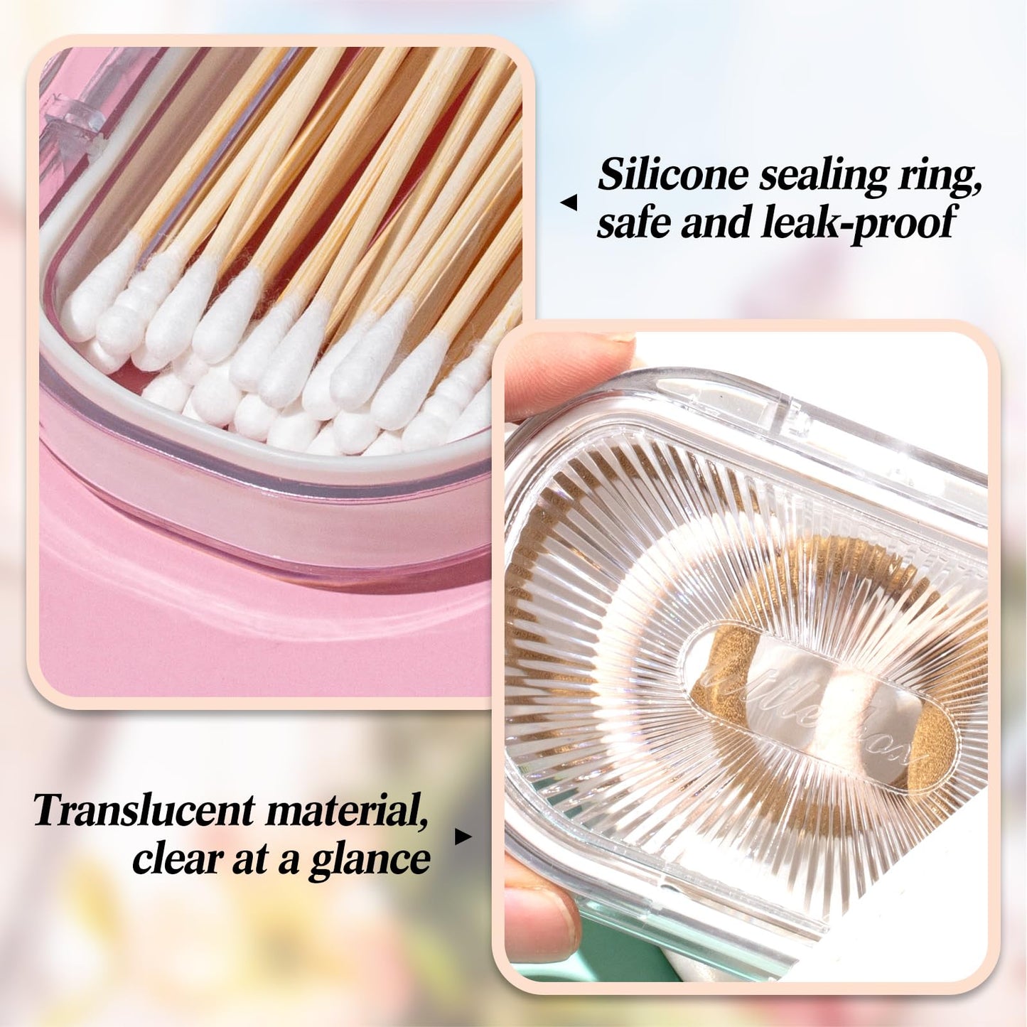 Kigley 4 Pcs Hair Tie Container Small Portable Travel Cotton Swab Holder Dispenser with Lid Plastic Box Storage Containers for Small Items (White,3.93 x 2.76 Inch)