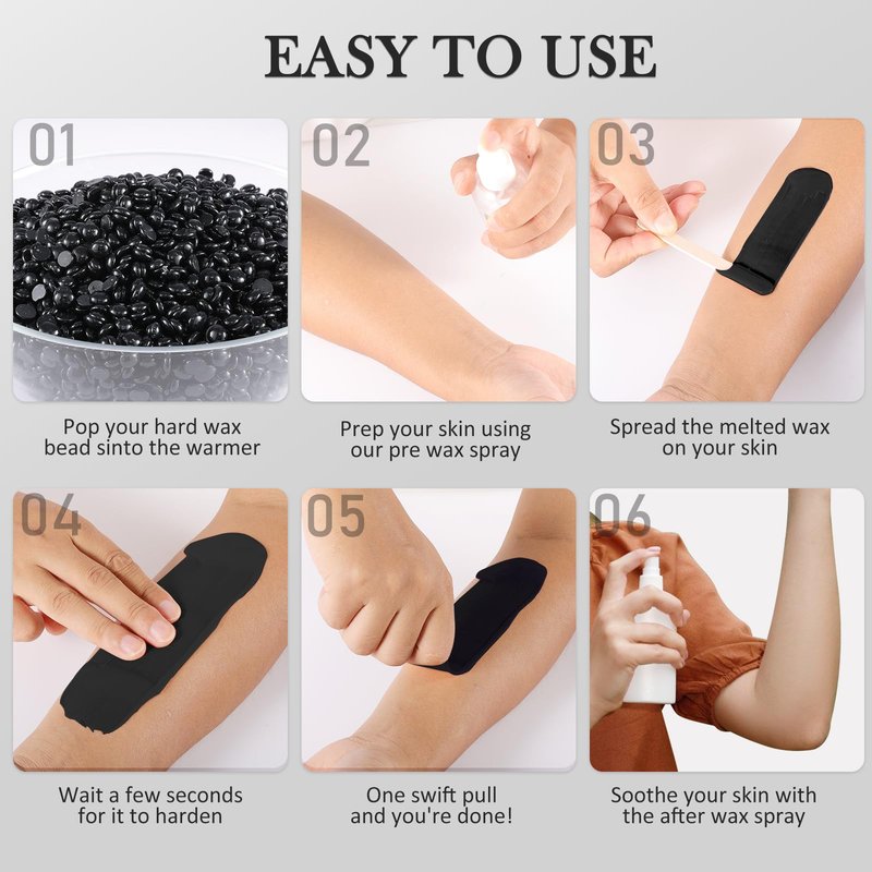 Black Coral Hard Wax Beads for Full Body Hair Removal - 3.3lbs Fast Melting, Sensitive Skin Friendly, Leg, Bikini, Brazilian, Facial, Eyebrow & Nose Wax for Women