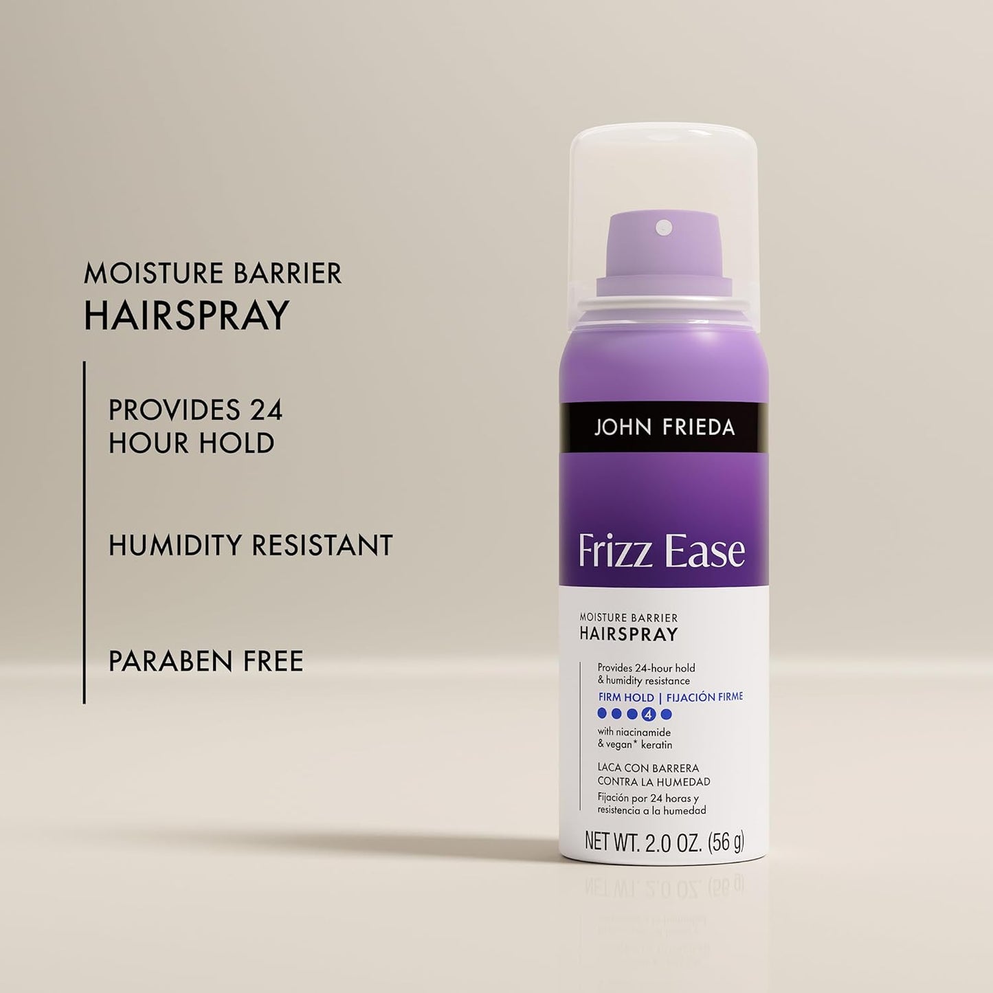 John Frieda Frizz Ease Hairspray - Moisture Barrier, Blocks Frizz & Heat Protection | 2 Oz, Pack of 12